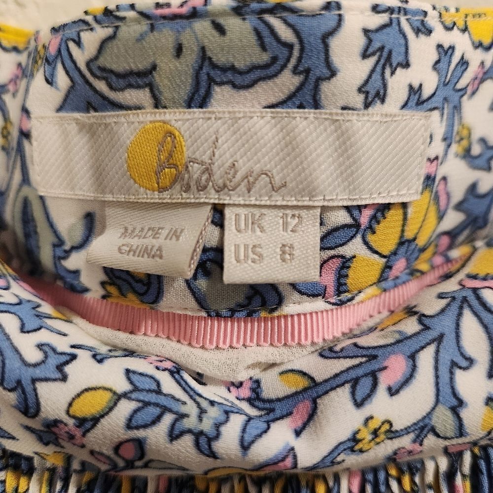 Boden Plisse Mini Skirt Blue Floral Size 8 - Picture 8 of 9